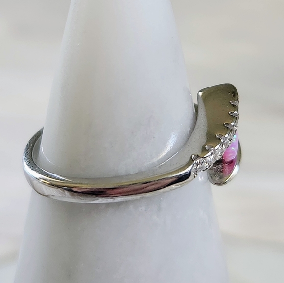 NWT Ryze Lab-Created Pink Opal & White CZ .925 Sterling Silver Ring - Size 8 - Picture 6 of 9